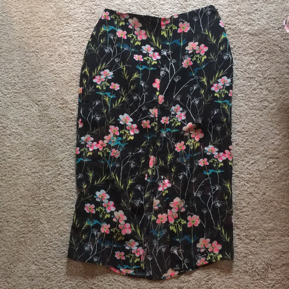 Express floral high waisted skirt